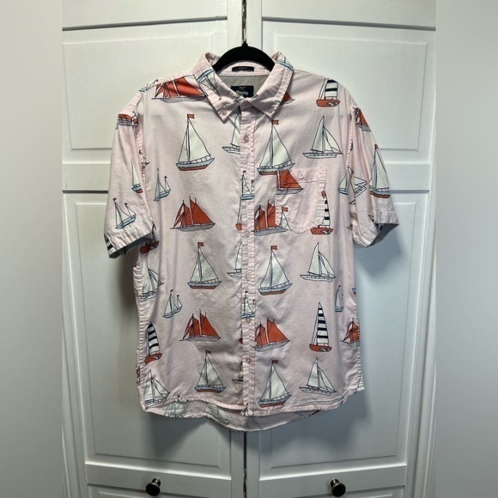 Artistry In Motion Yacht Club Woven Shirt Short Sleeve Size Large Slim Fit